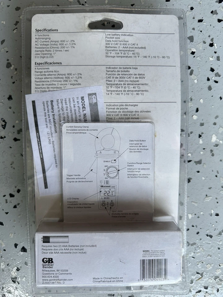 Pinza amperimétrica compacta Gardner Bender GCM-221 Foto 2 de 2