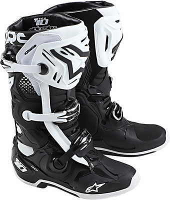 Alpinestars Tech 10 Boots Black/White US 10 / EU 44.5   Advanced Flexion and Imp
