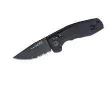 SOG Knives SOG-TAC AU Partially Serrated Straightback Folding Knife, Black - SOG