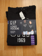 NWT GAP Unisex Super Soft Long Sleeve 1969 Logo Pullover Fleece Hoodie Black XXL