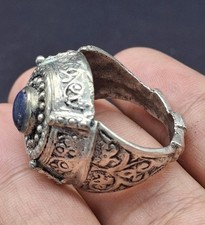Antique Islamic Ornate Bezel Silver Alloy Tribal Ring