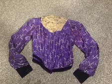 Antique Victorian 1890s Purple Print Velvet Ribbons Bodice study or display