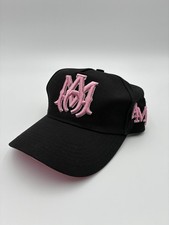Amiri Logo Baseball Cap Black Pink Embroidered Adjustable Hat
