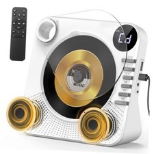 CD Player with HiFi Dual Speaker Bluetooth/USB/AUX Mode for Home Light white