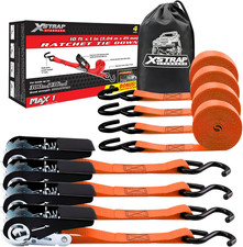 Ratchet Tie Down Straps 4 Pk 10 Ft- 300 Lbs Load Cap- 900 Lbs Break Strength-car