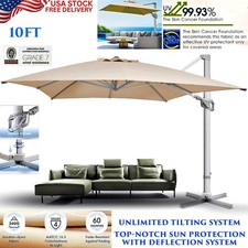 10X10FT CANTILEVER PATIO UMBRELLAWITH CROSS BASE HEAVY DUTY OUTDOOR UV RESISTANT