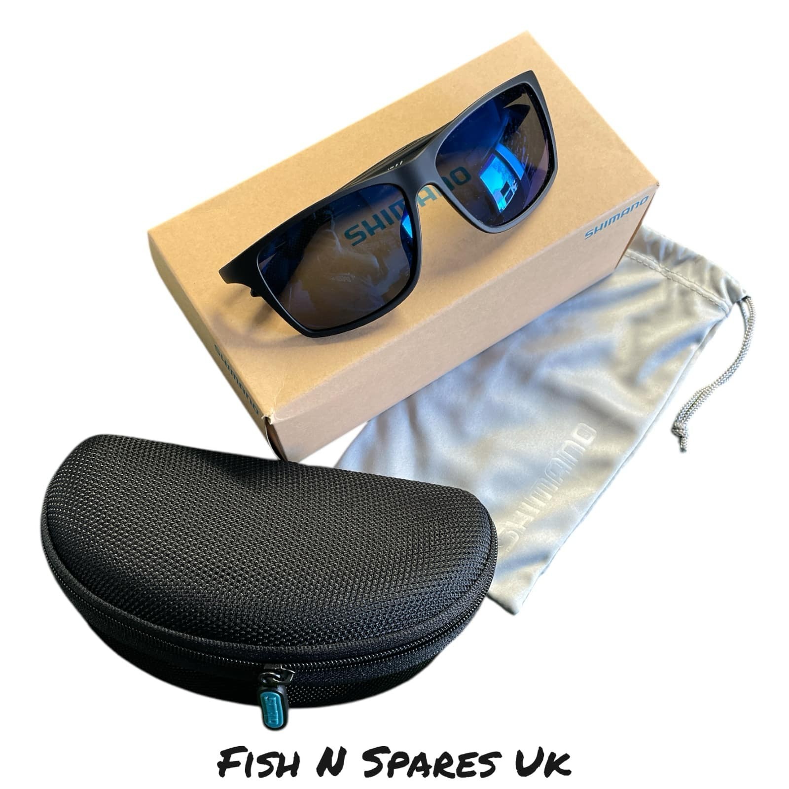 SHIMANO SUNGLASSES EYEWEAR TECHNIUM MATT BLACK & BLUE MIRROR NEW - SHMMCMBBM