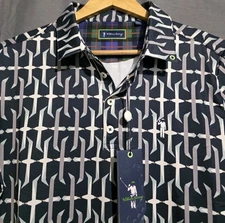 William Murray Shirt Mens M Crash Landing Seagull Print Stretch Golf Polo NEW