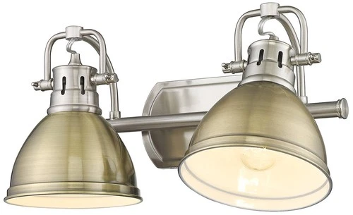 Duncan 16 1/2" Wide Pewter and Aged Brass 2-Light Bath Light - Picture 4 of 5