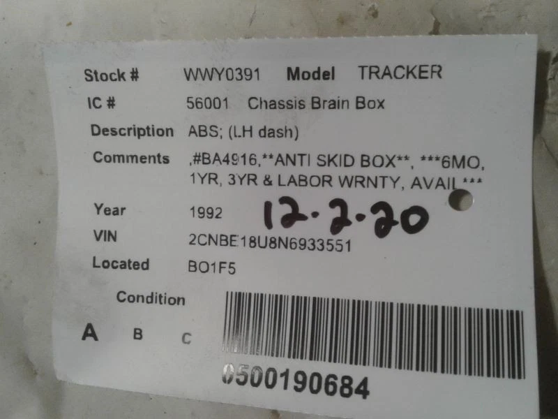 Chassis ECM ABS Left Hand Dash Fits 91-95 TRACKER 620196 - Image 3 of 3