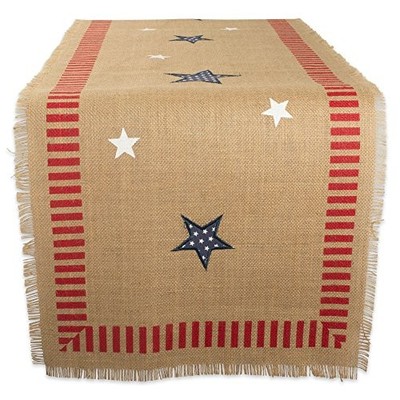 4th of July Tabletop Collection, Table Runner, 15x74'' 14x74\ Patriotic Jute