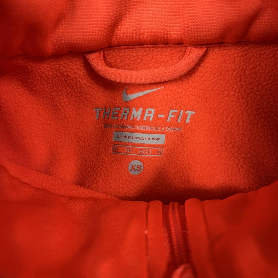 Nike Therma-Fit куртка женщин XS оранжевый полный молнии работает флис Athletic трек - Изображение 4 из 4