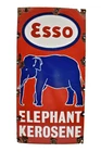 Vintage Esso Elephant Kerosene Porcelain Enamel Sign Petrol Oil Board 24x12 Rare