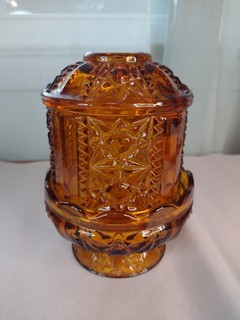 Vintage Indiana Glass Amber Glass Fairy Lamp