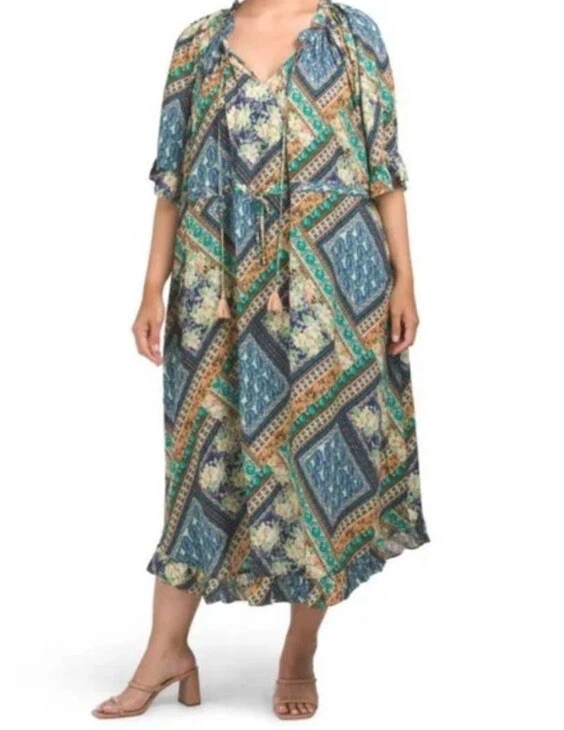 Maxi Vestido de Seda JOHNNY WAS Jules Cordón 3X