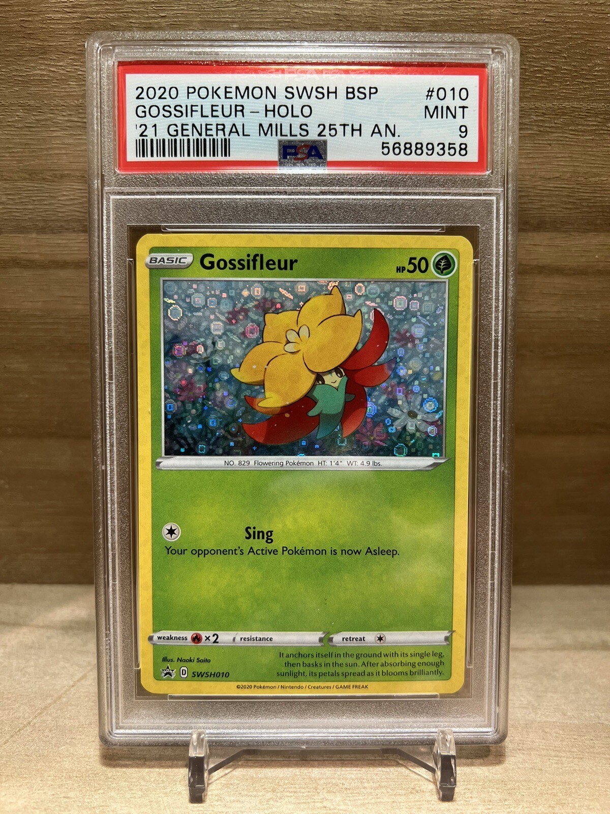 Pokemon General Mills Black Star Promo Gossifleur Holo SWSH010 PSA 9 MINT
