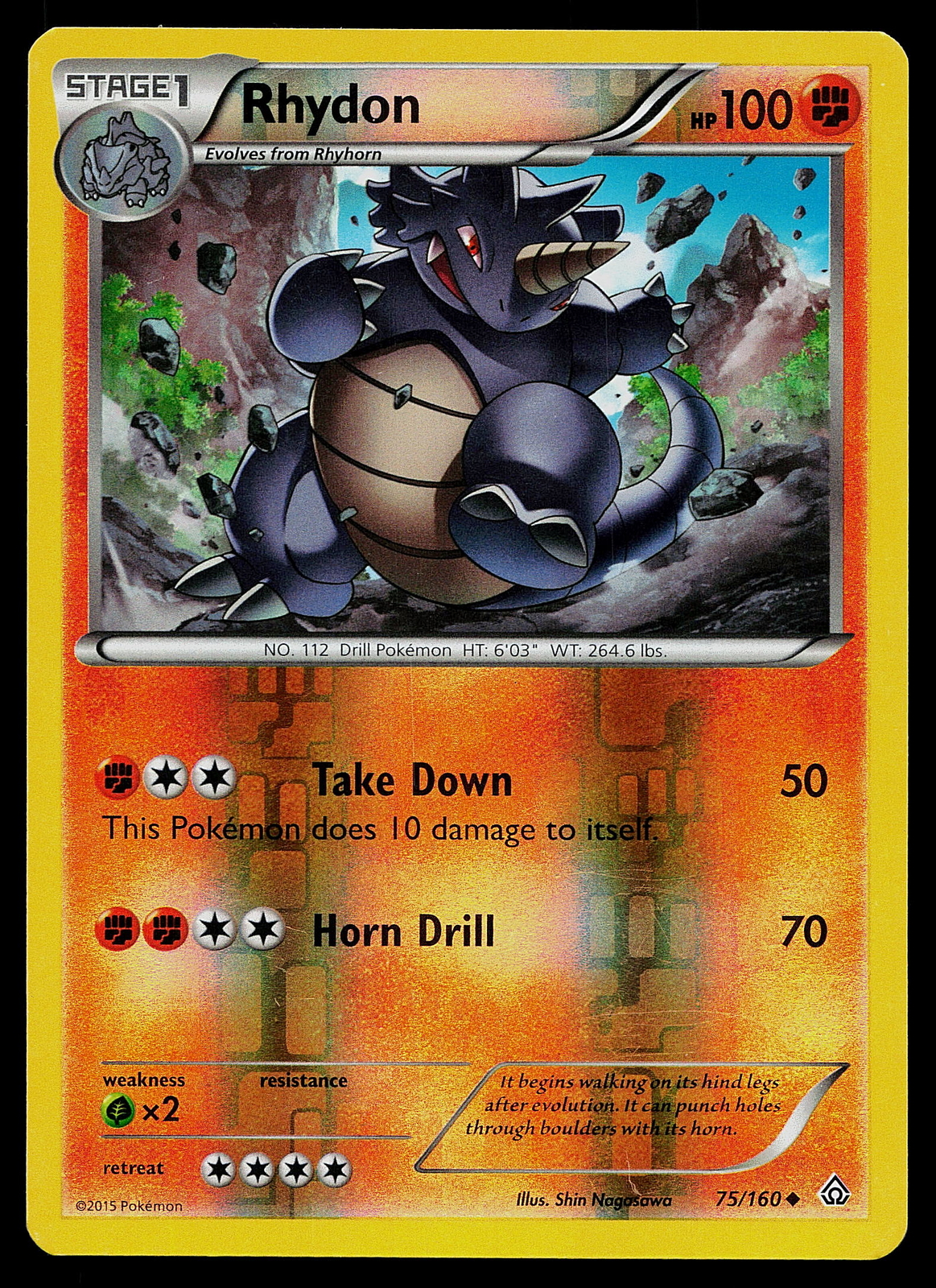 Pokemon XY - Primal Clash 75/160 Rhydon Reverse Holo