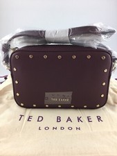 TED BAKER LONDON DEEP PURPLE LEATHER KARSYANN STUDDED CAMERA CROSSBODY BAG BNWT