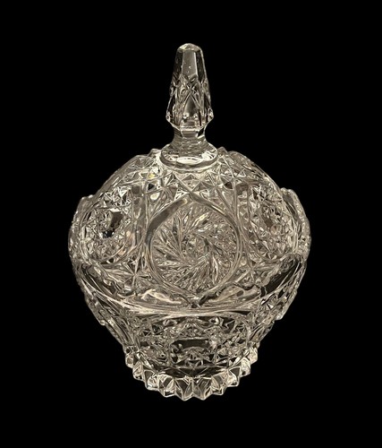 Vintage 8” Imperlux SUNRISE Collection Handcut 24% Lead Crystal Candy Dish