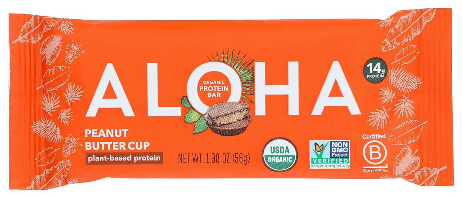 Протеиновый батончик с арахисовым маслом Aloha, на растительной основе, без ГМО, 1,98 унции (упаковка