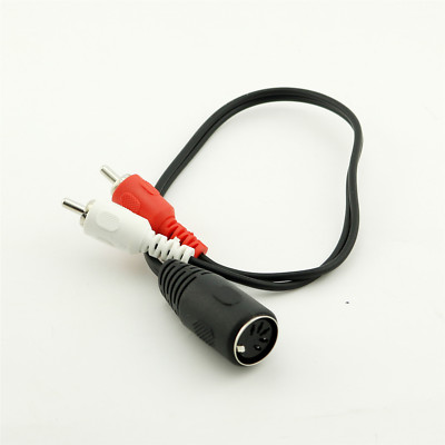 Din 5 Pin Female Socket to 2x RCA Phono Male Plug AMP Audio Adapter Cable 30cm