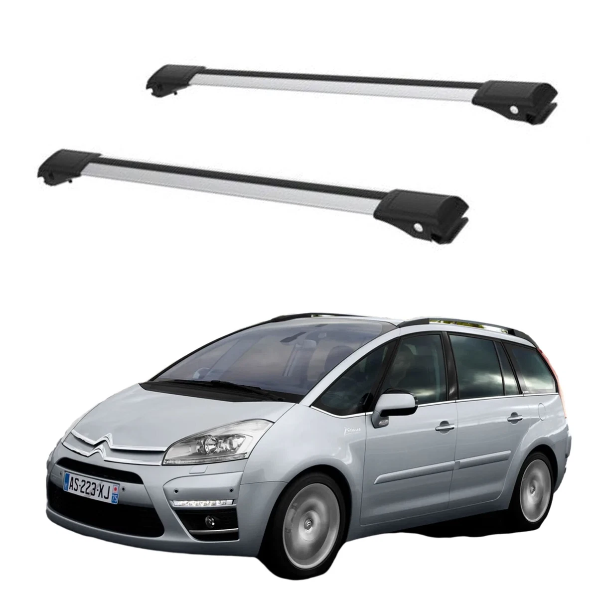 Roof Rack Cross Bars Set to fit Citroen C4 Grand Picasso I 2006 2013 Gray set