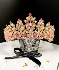 Pink Rhinestone Crown, Princess Crystal Tiara, June Birthstone, Birthday Crown