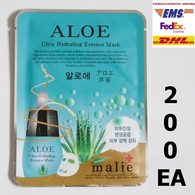 200pcs MALIE ALOE Essence Face Mask Packs Sheet 25g Moisturizing EXPRESS SHIP