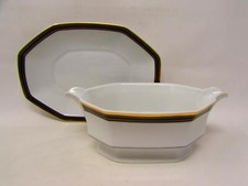 Black Dress by Christopher Stuart Gravy Boat w Underplate White W/Black Band