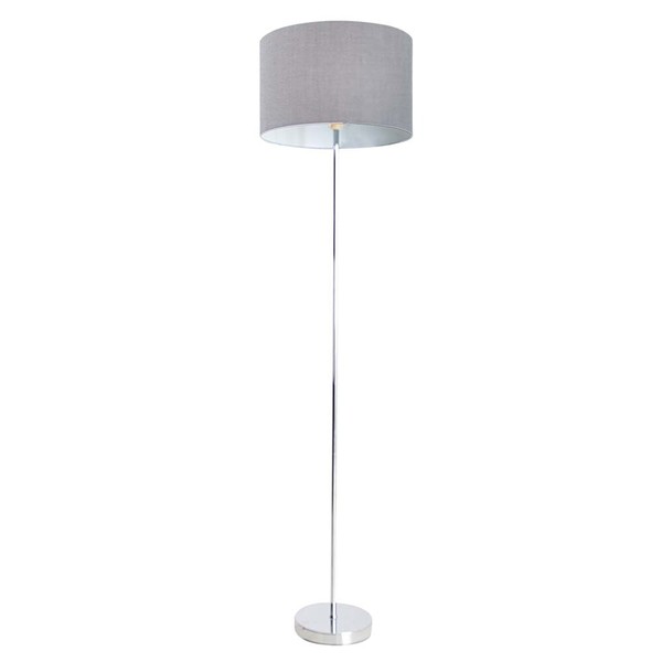 Stehleuchte Standlampe Wohnzimmerleuchte Flurlampe Metall Textil Grau H 160 Cm-image