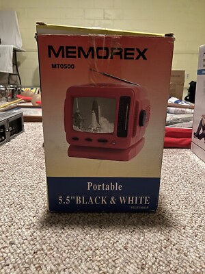 RARE! Memorex MT0550 Portable 5.5  B/W - RED TV - Radio - Gaming Tailgating CIB