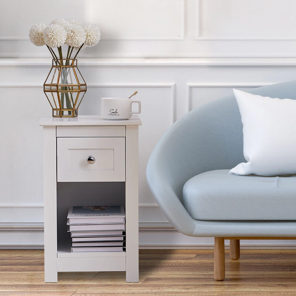 Small Side Table Slim Wooden Sofa End Night Stand Bedside Drawer