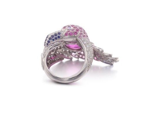 Pretty 5.20TCW Simulated Multi Cut Ruby & Sapphire Fancy Design Women's Ring - Picture 3 of 8