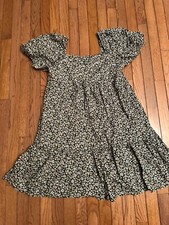 UNIQLO Women’s Regular M Short Puff Sleeve Floral Cotton Dress