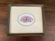 Vintage Floral hand painted water color Framed Artist signed 19cm x 17cm