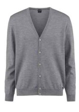 Mens Olymp Buttoned Cardigan In Merino Extra Fine Wool In Grey UK Sized Medium