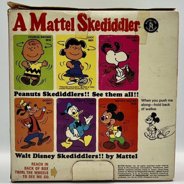 Mattel 1968 Disney Mickey Mouse Skediddler Figure Vintage Mattel 1968 Disney Mickey Mouse Skediddler Figure Vintage