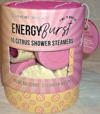 Energy Burst Shower Steamers by Clinical Works Set of 10 Citrus Disks NIB FREE S