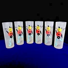 Vtg (6) MCM Zombie Robot “Hey Wait For Me” Frosted TALL 14oz GLASSES Tom Collins