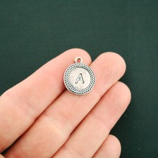 5 Letter A Alphabet Charms Antique Silver Tone - SC6842