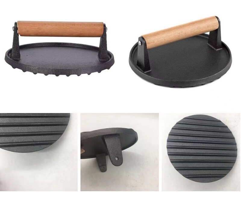 Cast Iron Steak Press Bacon Weight BBQ Hamburger Grills Meat Presser