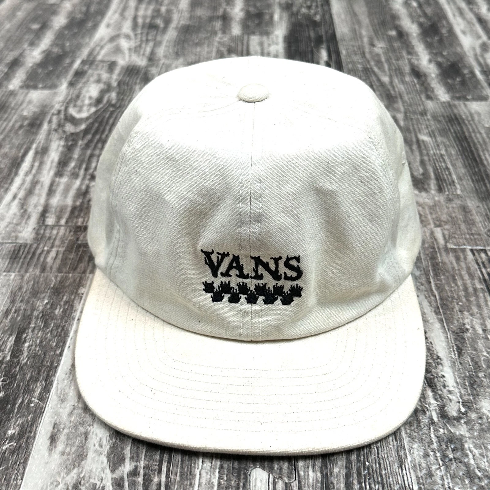 Cappello da baseball VANS uomo beige visiera piatta camionista strapback ricamato