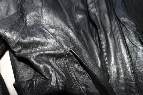 Vtg St Johns Bay Black Motorcycle Leather BIKER Bomber Jacket Tall 2XLT - Picture 2 of 6