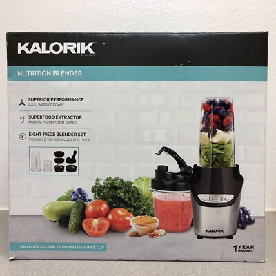 Kalorik NBL 43216 BK Black/Silver Plastic Nutrition Blender Set 34 oz 3 speed
