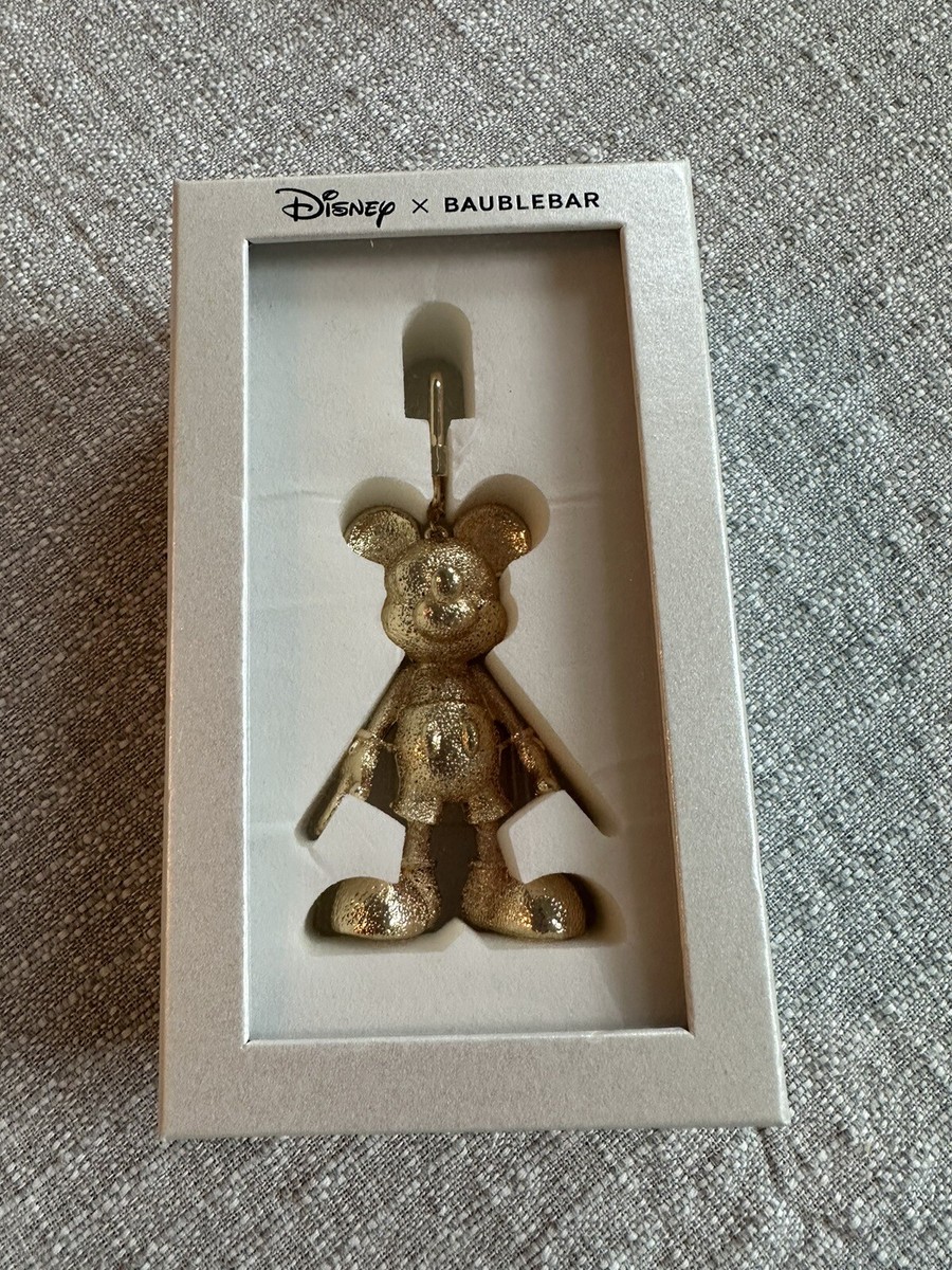 NEW Baublebar Disney MICKEY MOUSE Gold Bag Charm Keychain RARE