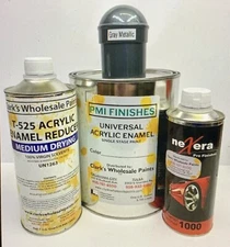 Gray Metallic Gallon Kit Single Stage ACRYLIC ENAMEL Car Auto Paint Kit  
