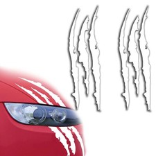 2x Monster Klaue Auto Aufkleber Scheinwerfer Krallen Kratzer Vinyl tuning Weiß