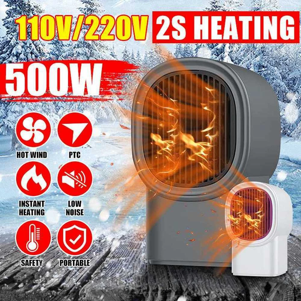 500W Wall-Outlet Mini Electric Air Heater Powerful Warm Blower Fast Heater  Fan | eBay