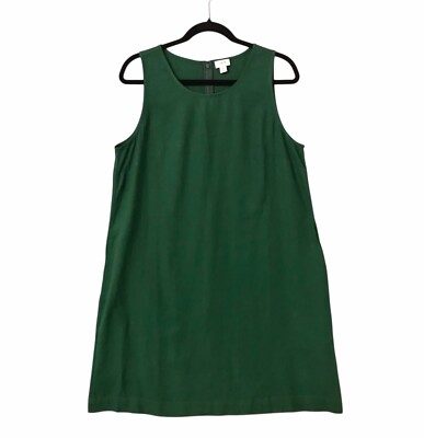J Crew Green Shift Dress A Line Linen Blend Coastal Minimalist Women's Sz  12 | eBay