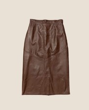 Vintage Soft Leather Midi Pencil Skirt